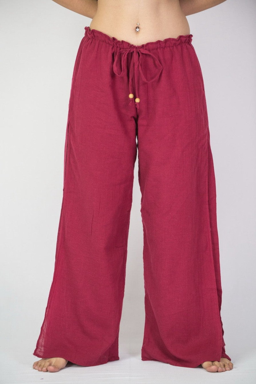 Women HaremPants | Women'S Thai Harem Double Layers Palazzo Pants In Solid Red