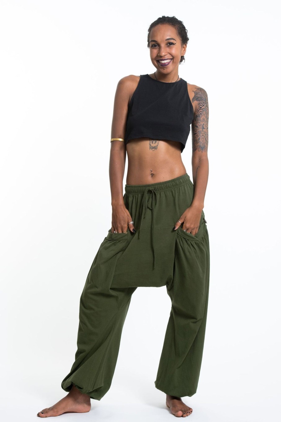 Women HaremPants | Cotton Women Harem Pants In Solid Green