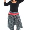 Women HaremPants | Plus Size Traditional Prints Thai Hill Tribe Fabric Women'S Harem Pants With Ankle Straps Black