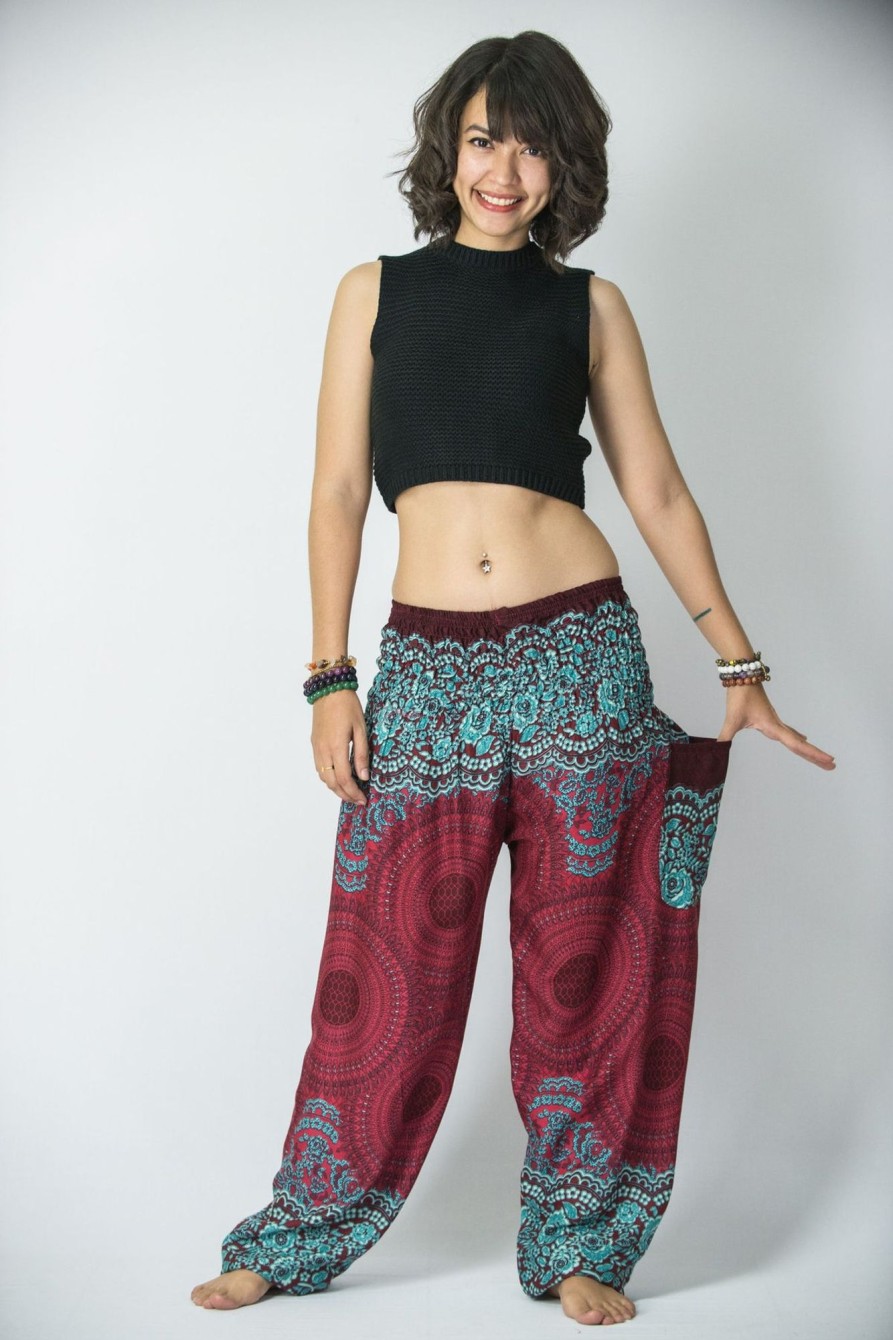 Women HaremPants | Geometric Mandalas Women'S Harem Pants In Red