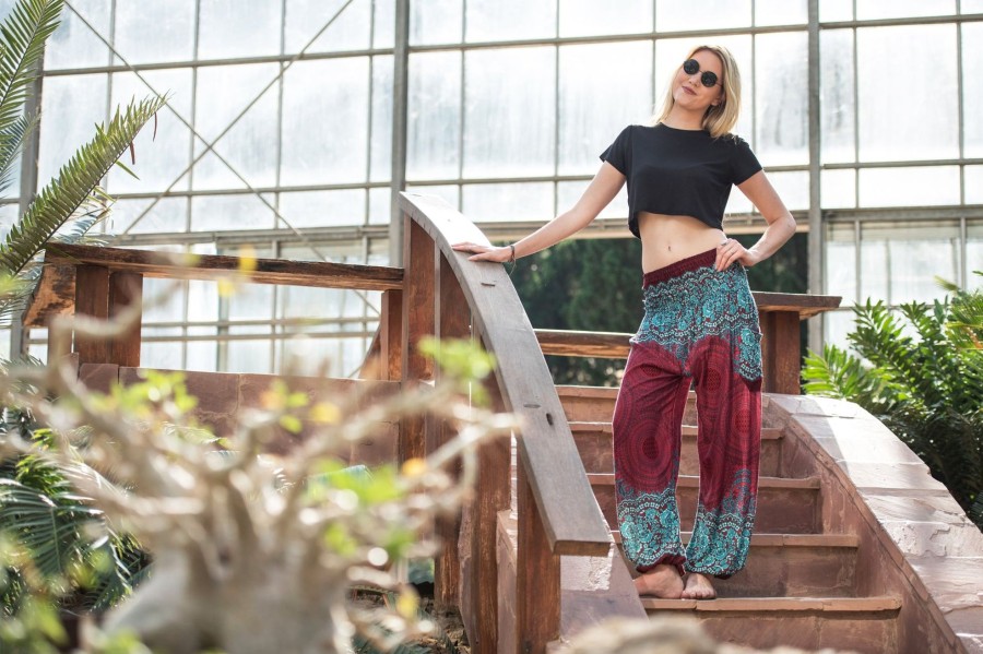 Women HaremPants | Geometric Mandalas Women'S Harem Pants In Red