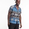 Men HaremPants | Divine Elephant Short Sleeve Button Shirt In Blue