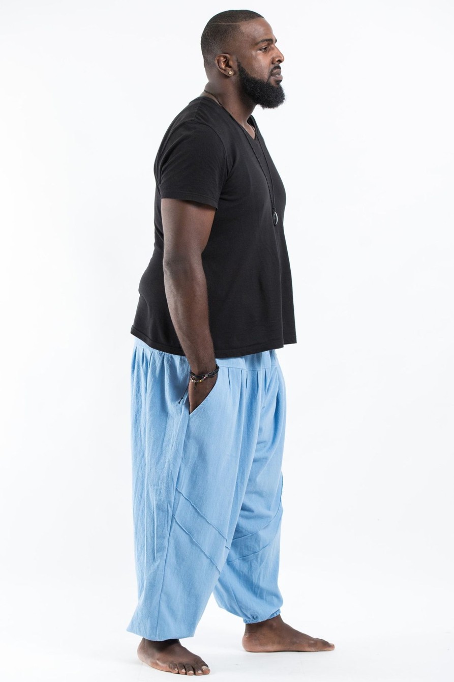 Plus Size HaremPants | Plus Size Genie Men'S Cotton Harem Pants In Light Blue