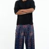 Plus Size HaremPants | Plus Size Peacock Feathers Men'S Harem Pants In Blue