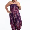 Plus Size HaremPants | Plus Size Paisley Feathers 2-In-1 Jumpsuit Harem Pants In Purple