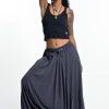 Women HaremPants | Drawstring Low Cut Harem Pants Cotton Spandex In Solid Gray