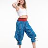 Women HaremPants | Clovers Thai Hill Tribe Fabric Women'S Harem Pants With Ankle Straps In Light Blue