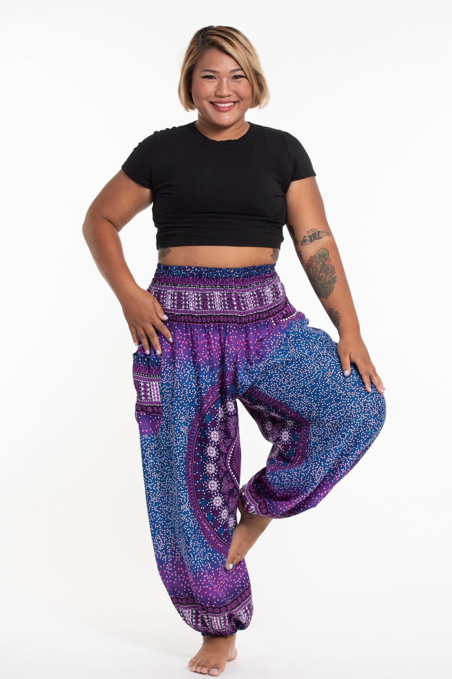 Women HaremPants | Plus Size Tribal Chakras Women'S Harem Pants In Purple