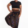 Women HaremPants | Plus Size Peacock Eyes 2-In-1 Jumpsuit Harem Pants In Black