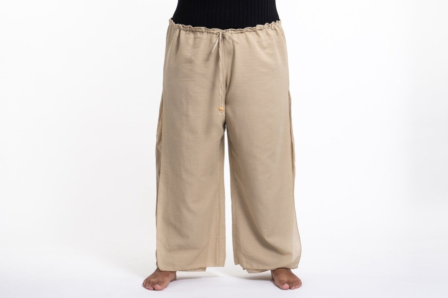 Plus Size HaremPants | Plus Size Women'S Thai Harem Double Layers Palazzo Pants In Solid Tan