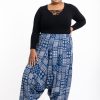 Plus Size HaremPants | Plus Size Patchwork Prints Women'S Low Cut Cotton Harem Pants In Indigo