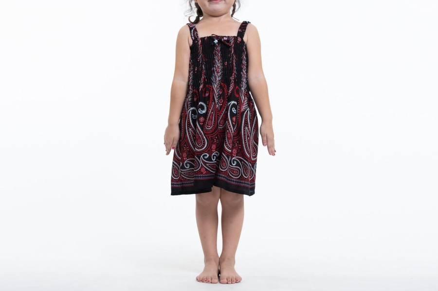 Kids HaremPants | Kids Paisley Feathers Smock Dress In Black