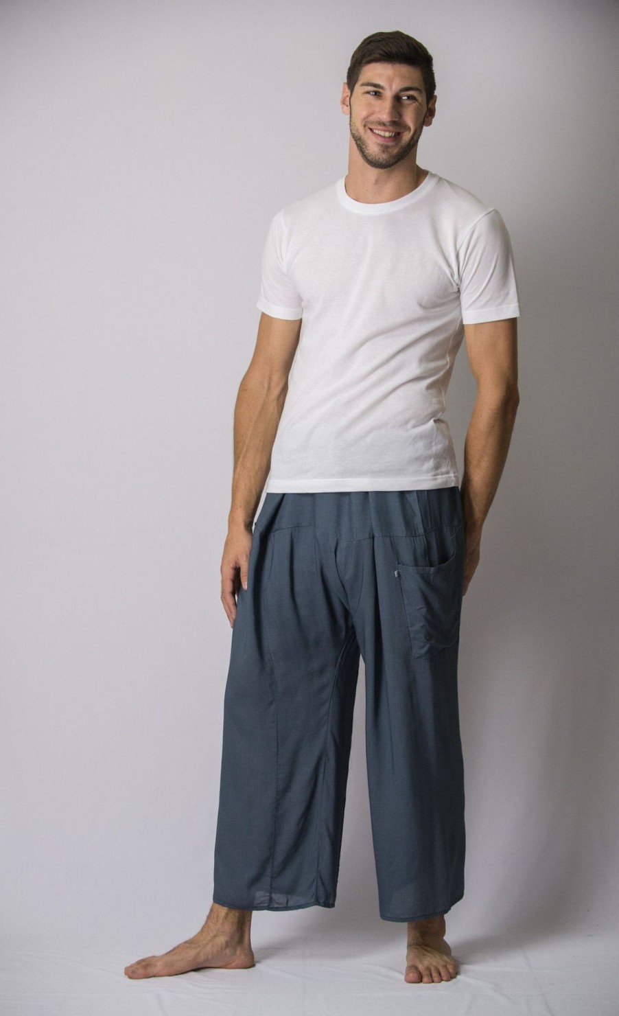 Men HaremPants | Unisex Thai Fisherman Pants In Blue Gray