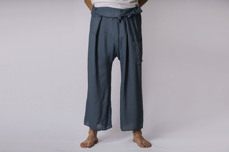 Men HaremPants | Unisex Thai Fisherman Pants In Blue Gray