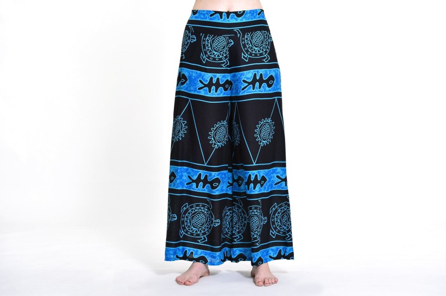 Women HaremPants | Turtle Print Palazzo Style Harem Pants In Blue