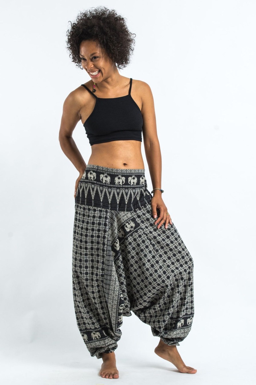 Women HaremPants | Hill Tribe Elephant Women'S Elephant Pants In Black