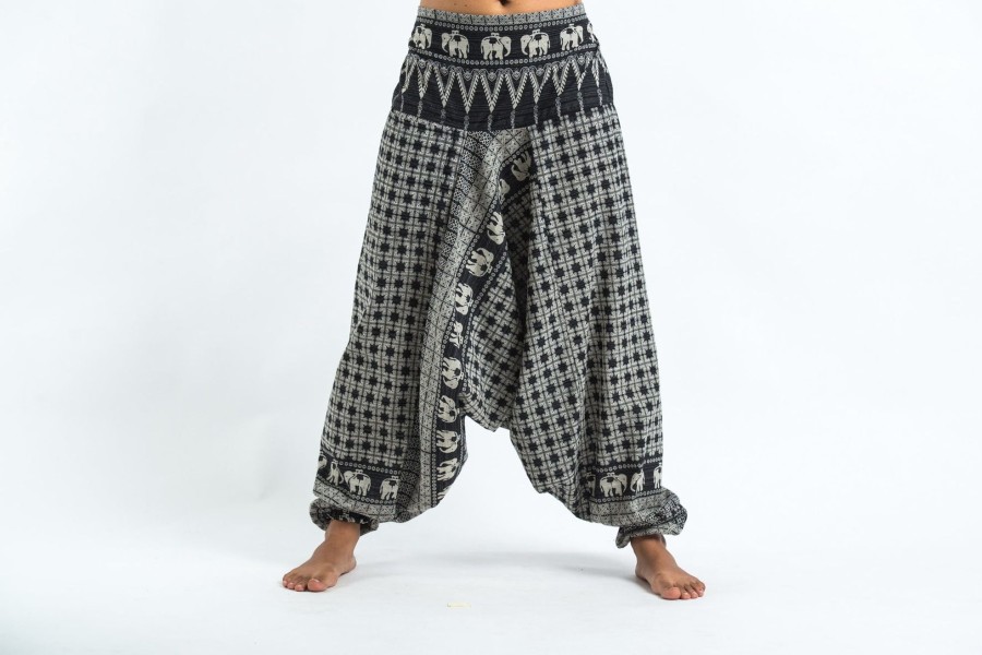 Women HaremPants | Hill Tribe Elephant Women'S Elephant Pants In Black