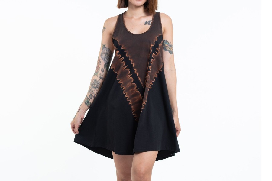 Women HaremPants | Tie Dye Cotton Tank Dress In 06 Black