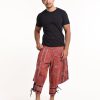 Men HaremPants | Clovers Thai Hill Tribe Fabric Men'S Harem Pants With Ankle Straps In Red