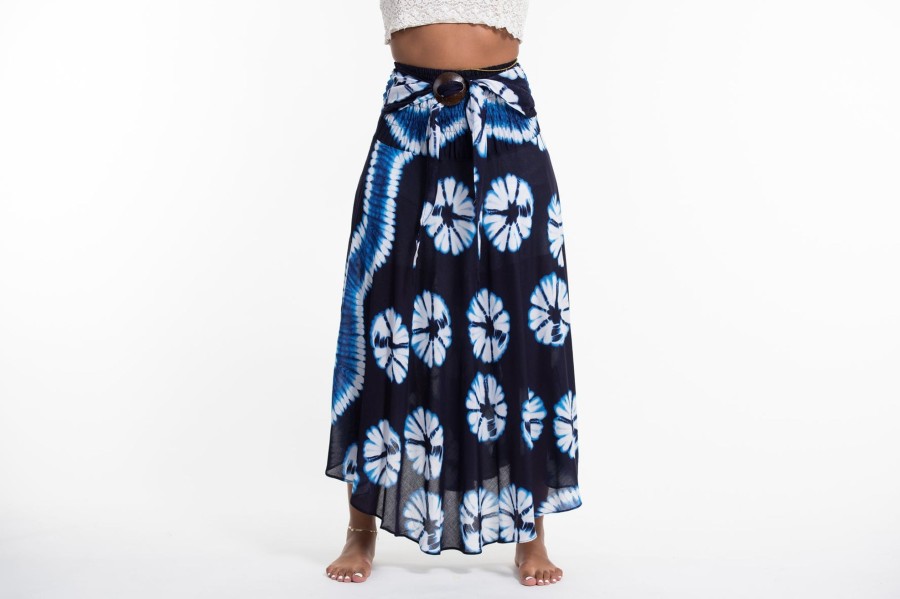 Women HaremPants | Tie Dye Handkerchief Midi Skirt In Blue Indigo