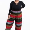 Plus Size HaremPants | Plus Size Boho Striped Women'S Harem Pants In Green