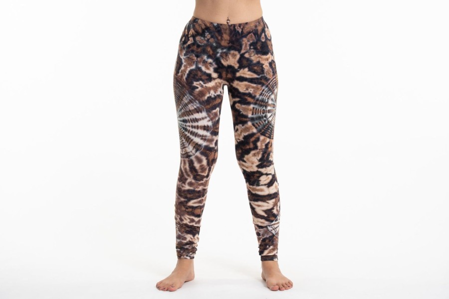 Women HaremPants | Swirls Tie Dye Cotton Leggings In Brown