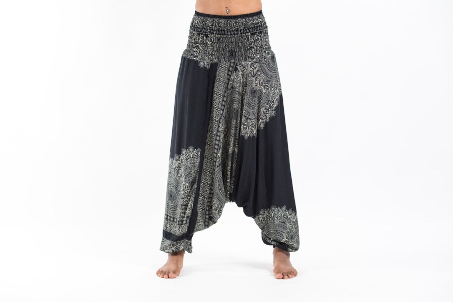 Women HaremPants | Floral Mandalas 2-In-1 Jumpsuit Harem Pants In Black