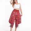 Women HaremPants | Clovers Thai Hill Tribe Fabric Women'S Harem Pants With Ankle Straps In Bright Red