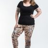 Plus Size HaremPants | Plus Size Swirls Tie Dye Cotton Leggings In Light Brown