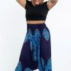 Plus Size HaremPants | Plus Size Floral Vines 2-In-1 Jumpsuit Harem Pants In Blue