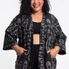 Women HaremPants | Japanese Print Cotton Kimono Cardigan In Black