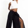 Women HaremPants | Women'S Cotton Wrap Palazzo Pants In Solid Black