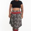 Women HaremPants | Plus Size Paisley Thai Hill Tribe Fabric Women'S Harem Pants With Ankle Straps Black