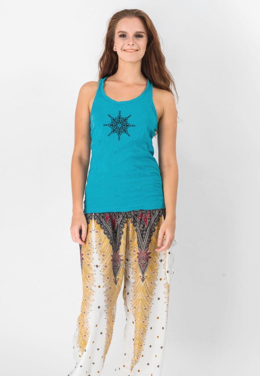 Women HaremPants | Super Soft Sure Design Women'S Tank Tops Star Mandala Turquoise