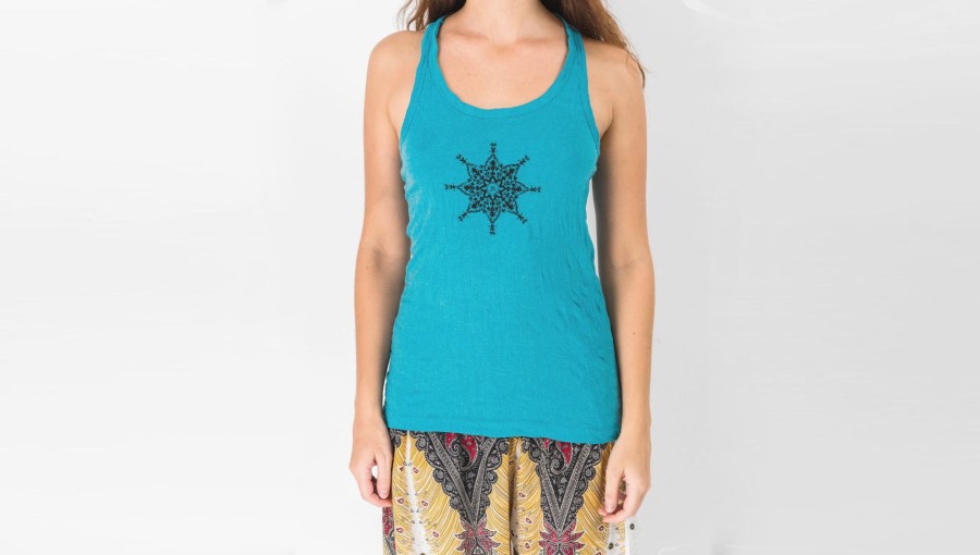 Women HaremPants | Super Soft Sure Design Women'S Tank Tops Star Mandala Turquoise