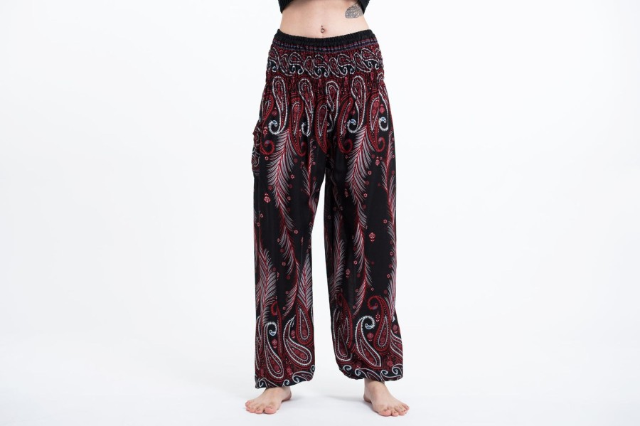 Women HaremPants | Paisley Feathers Women'S Harem Pants In Black