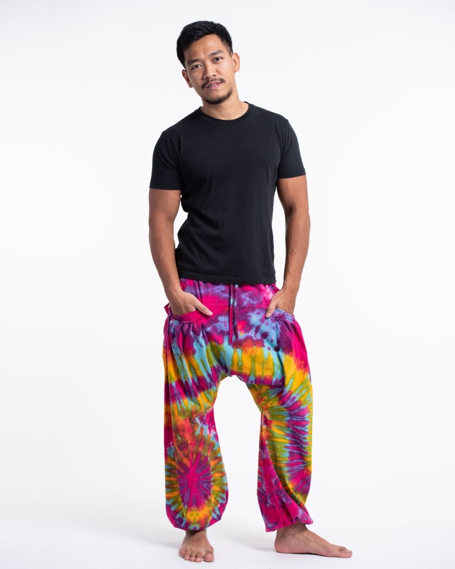 Men HaremPants | Tie Dye Cotton Men Harem Pants In Pink