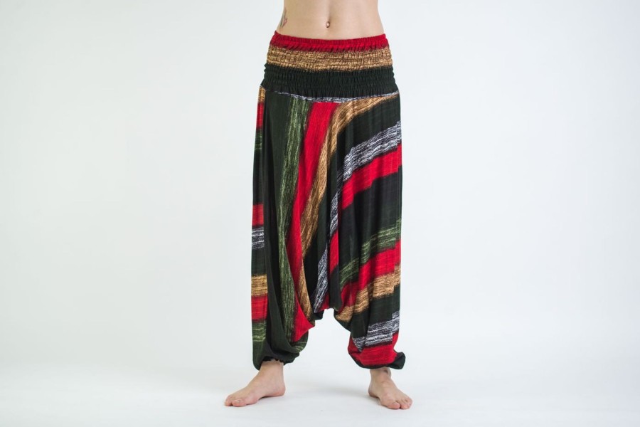 Women HaremPants | Boho Striped 2-In-1 Jumpsuit Harem Pants In Green