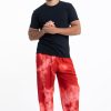 Men HaremPants | Tie Dye Drawstring Men'S Yoga Massage Pants In Red