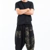 Men HaremPants | Two Tone Splatter Prints Men'S Three Quarter Pants In Black