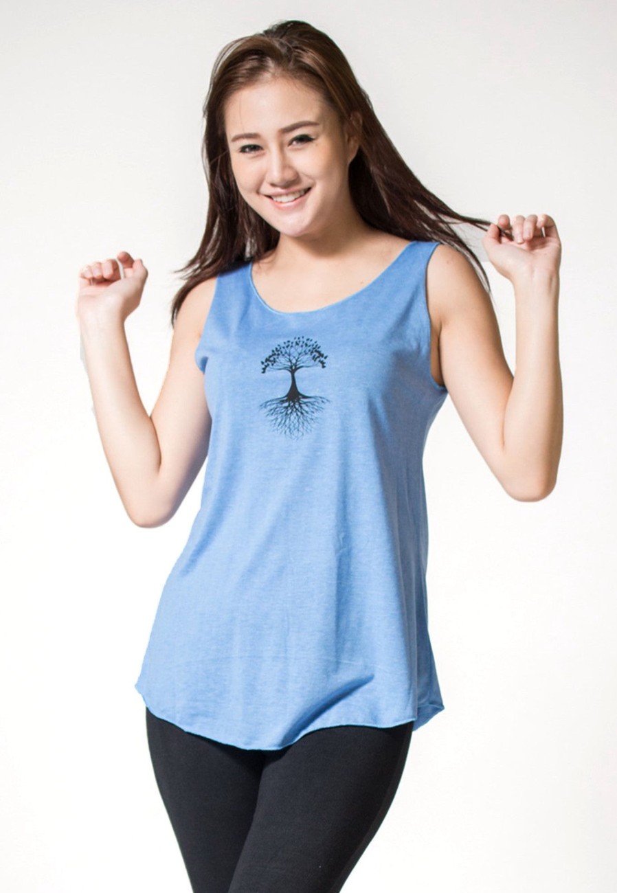 Women HaremPants | Loose Soft Vintage Style Women'S Tank Tops Tree Of Life Blue