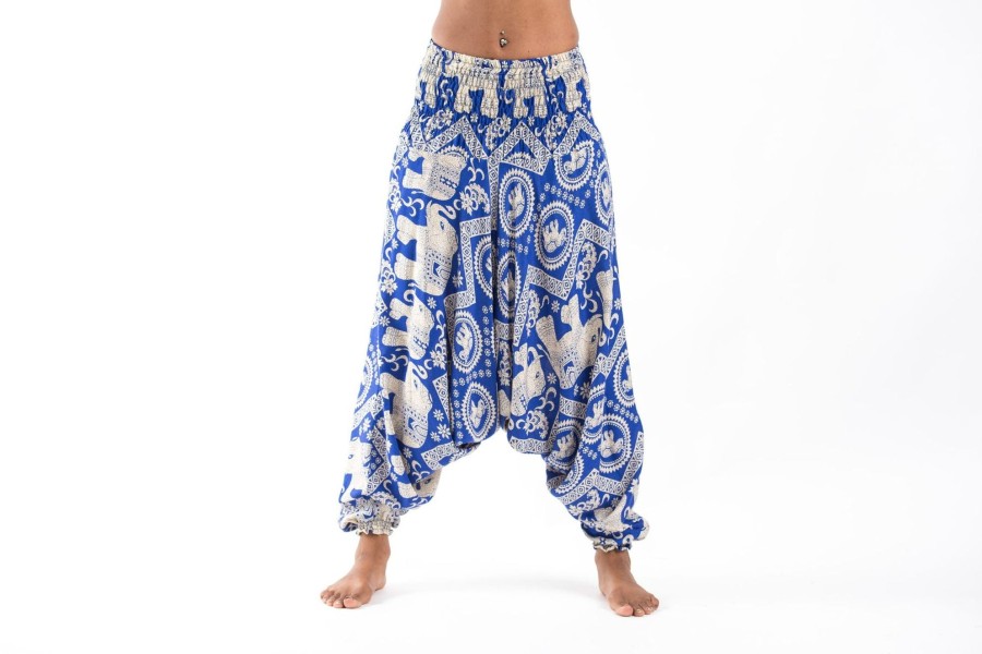 Women HaremPants | Imperial Elephant 2-In-1 Jumpsuit Elephant Pants In Blue