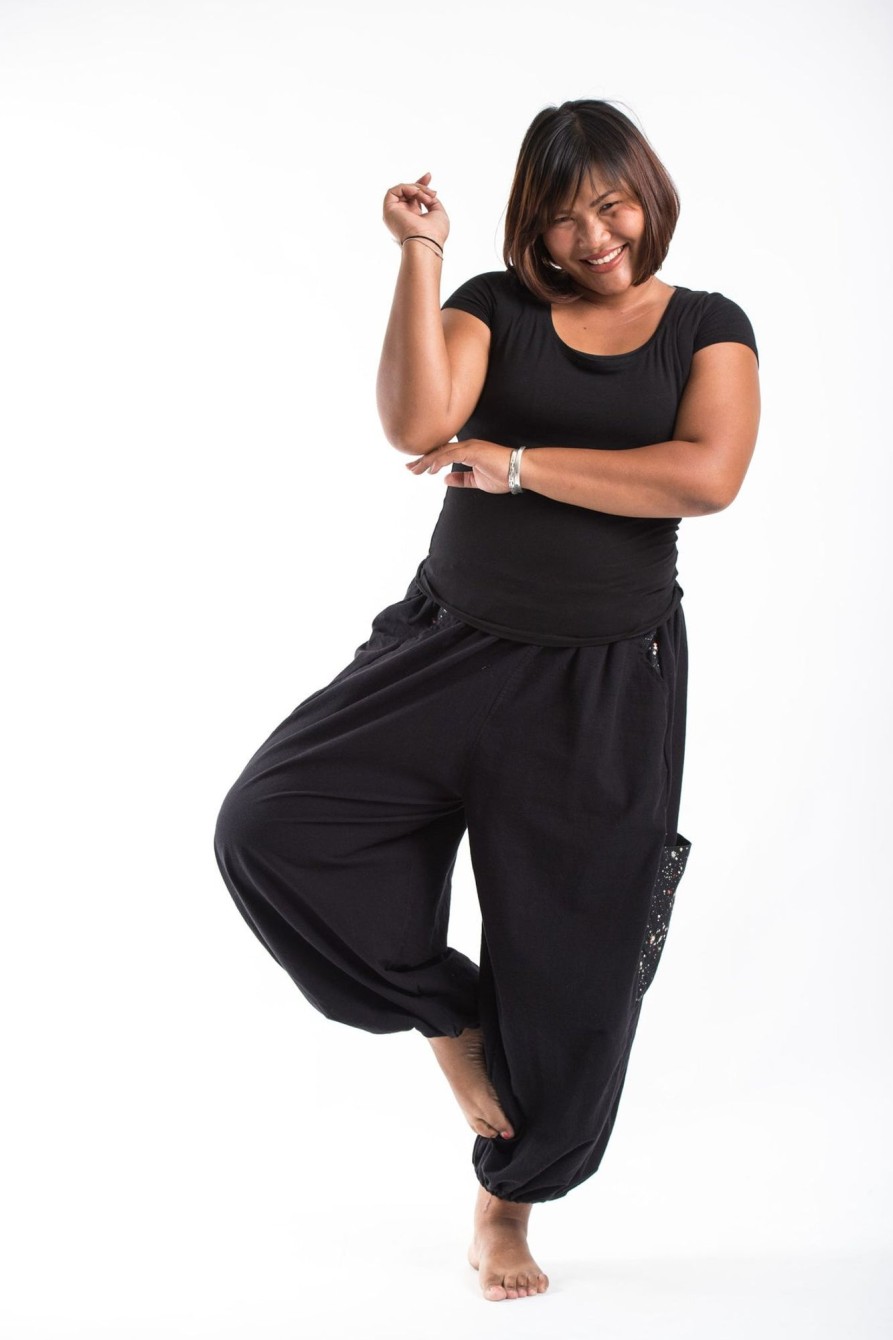 Plus Size HaremPants | Plus Size Cotton Women Unisex Pants In Black