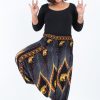 Women HaremPants | Plus Size Peacock Elephant 2-In-1 Jumpsuit Elephant Pants In Black