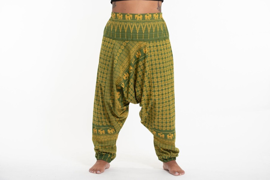 Plus Size HaremPants | Plus Size Hill Tribe Elephant Women'S Elephant Pants In Green