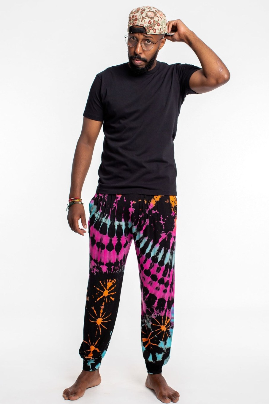 Men HaremPants | Tie Dye Cotton Men Harem Pants In Festival Black