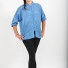 Women HaremPants | Womens Yoga Shirts Chinese Collared In Blue