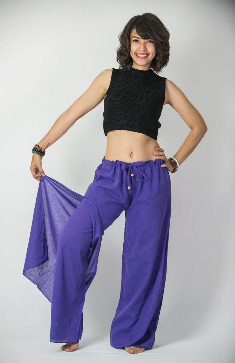 Women HaremPants | Women'S Thai Harem Double Layers Palazzo Pants In Solid Purple