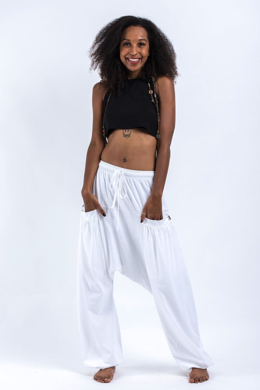 Women HaremPants | Cotton Women Harem Pants In Solid White