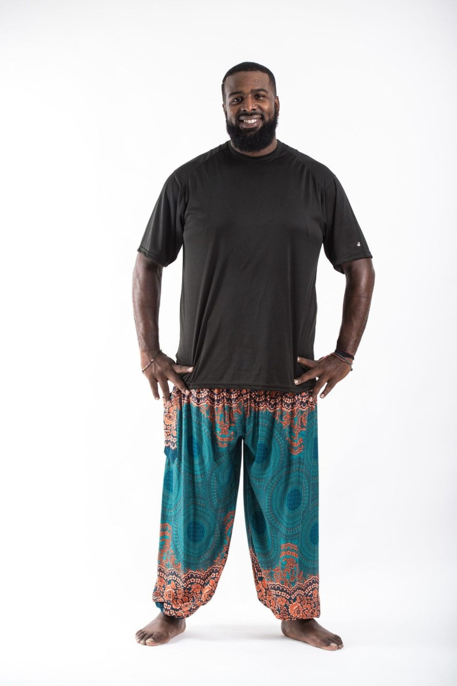 Men HaremPants | Plus Size Geometric Mandalas Men'S Harem Pants In Turquoise